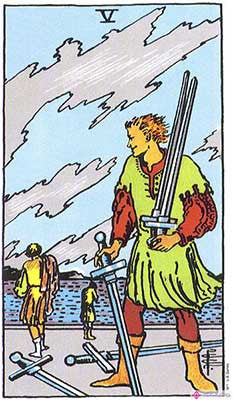 Significado del Cinco de Espadas - Representación original del Tarot Rider Waite