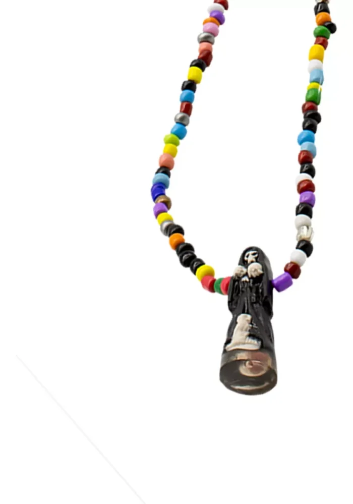 Collar Rosario Santa Muerte Negra Un Hilo Eleke 1