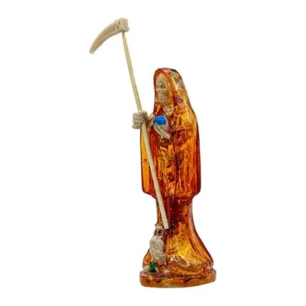 Santa Muerte Roja Transparente 15cm +libro Sanación Y Salud