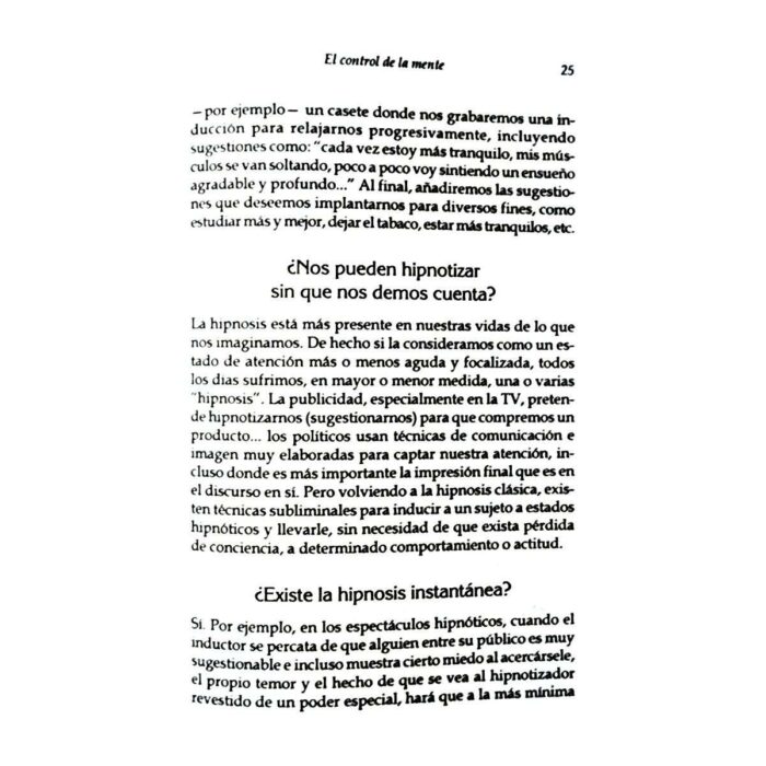 Libro Hipnosis El Control De La Mente Aprender A Hipnotizar