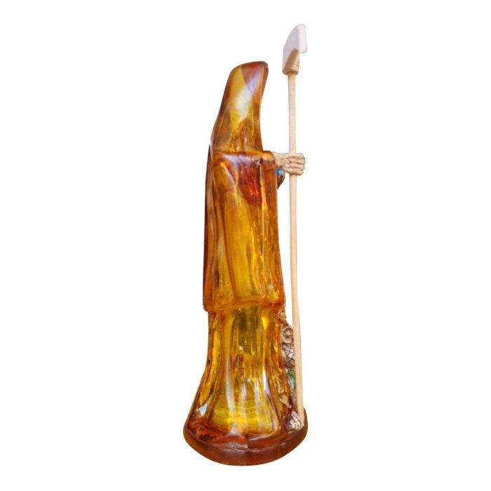 Santa Muerte Ámbar Transparente 30cm +libro Sanación Y Salud