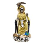 Santa Muerte Dorada Suprema Sentada 30 Cm Curada + Libro