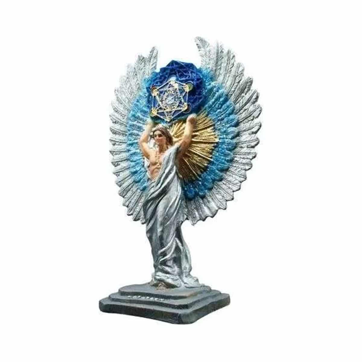 Arcangel Metatron Plateado 33 Cm Base Cuadrada Alta Calidad