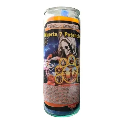 Veladora Santa Muerte 7 Potencias – protección y energía multicolor