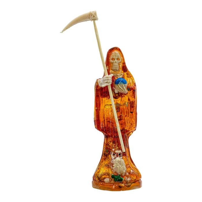 Santa Muerte Roja Transparente 15cm +libro Sanación Y Salud