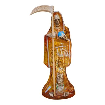 Santa Muerte Ámbar Transparente 30cm +libro Sanación Y Salud