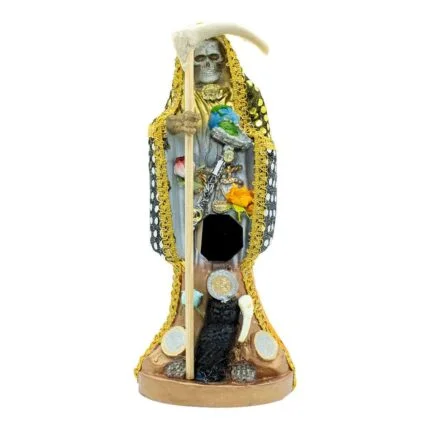 Santa Muerte Curada 3 Metales Vestida 24 Cm + Libro