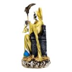 Santa Muerte Dorada Suprema Sentada 30 Cm Curada + Libro