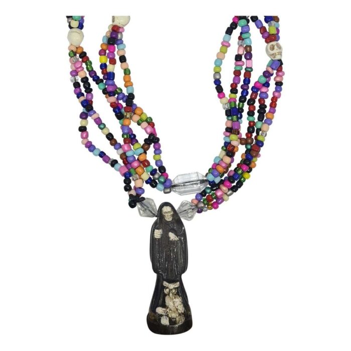 Collar Mazo Personal Santa Muerte Negra Protección Enemigos