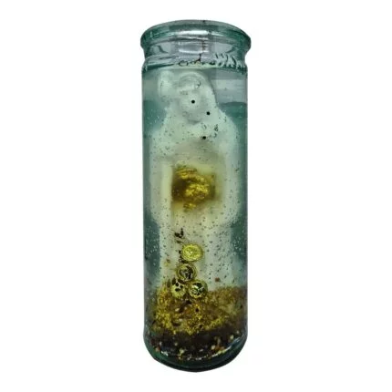 Veladora Gel Santa Muerte 7 Monedas Prosperidad Negocios