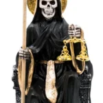 Santa Muerte negra 30 cm curada, figura ritual suprema con libro