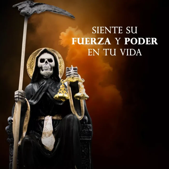 Santa Muerte Negra Suprema Sentada 30 Cm Curada Libro 2