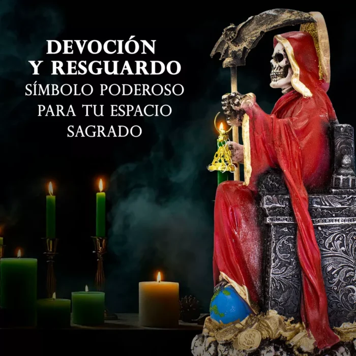 Santa Muerte Roja Suprema Amor 30 Cm Curada Libro 2