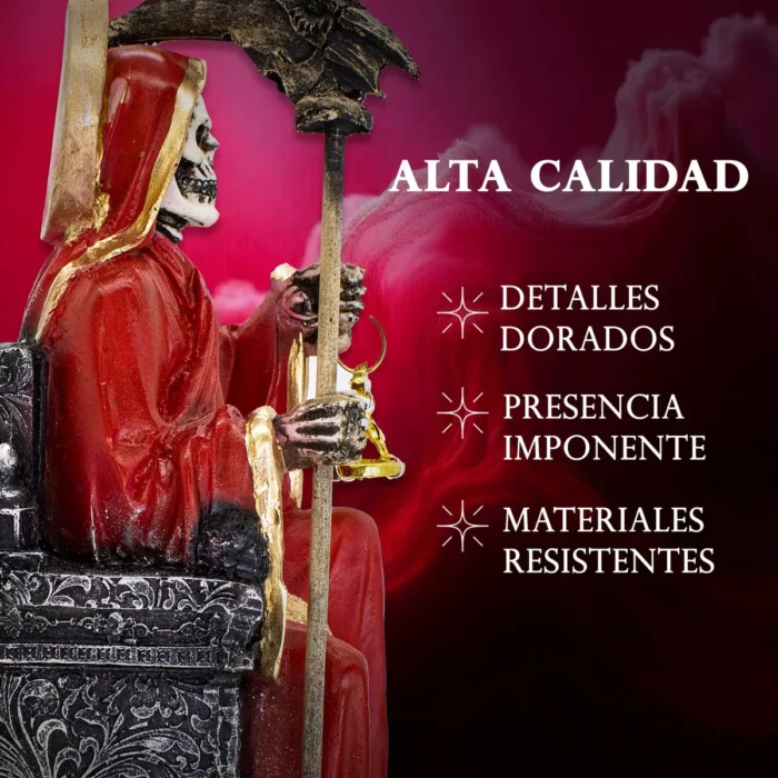 Santa Muerte Roja Suprema Amor 30 Cm Curada Libro 4