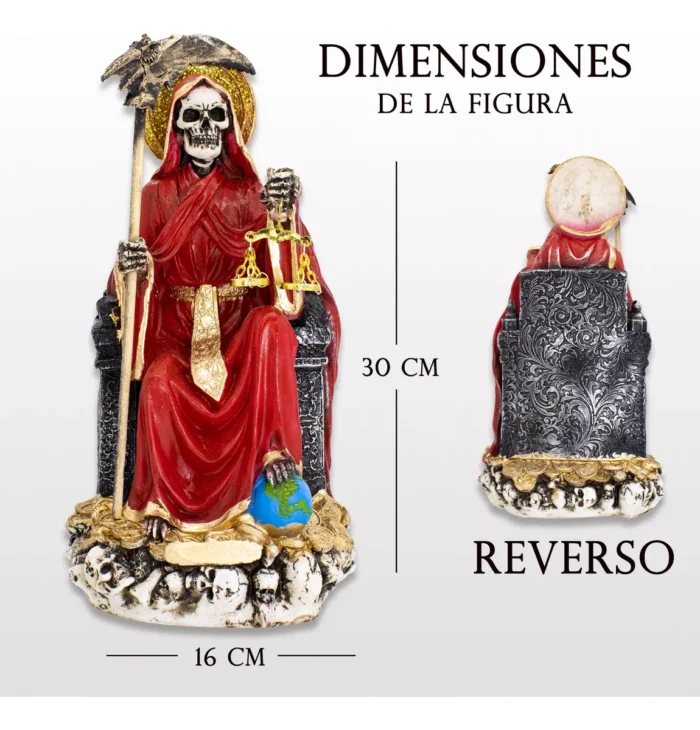 Santa Muerte Roja Suprema Amor 30 Cm Curada Libro