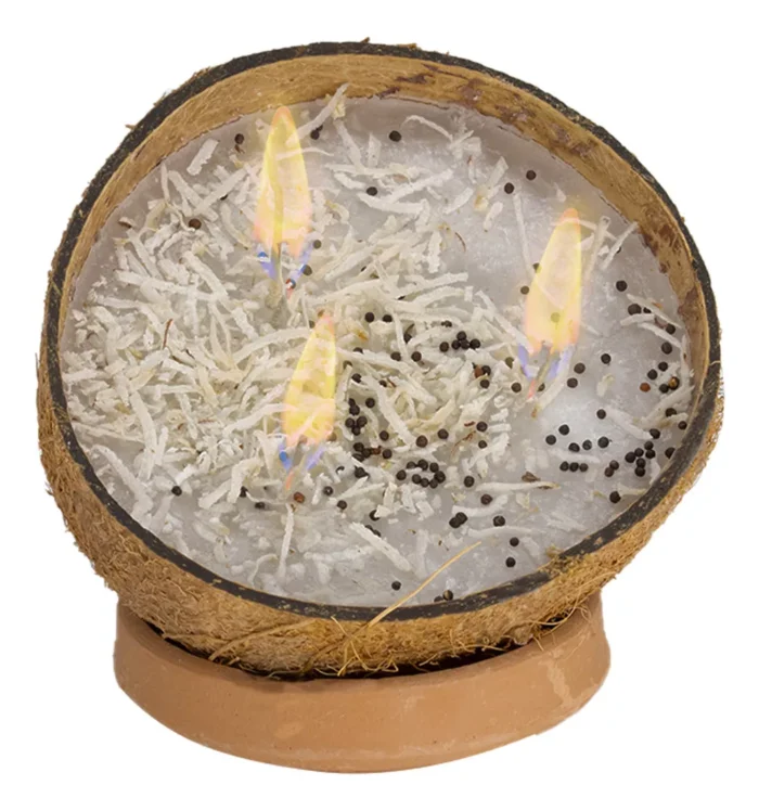Veladora De Coco Eleggua Abrecaminos Triple Mecha Natural 2
