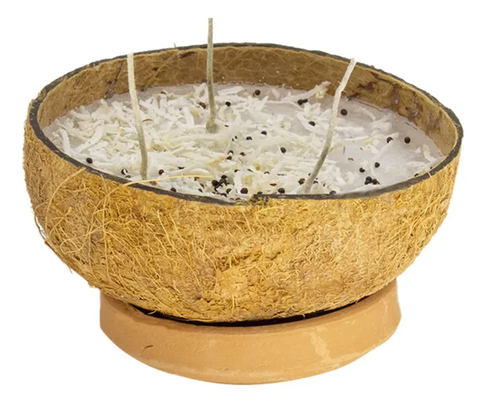 Veladora De Coco Eleggua Abrecaminos Triple Mecha Natural 3