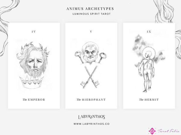 Arquetipos junguianos de anima y animus en el Tarot: el Emperador, el Hierofante y el Ermitaño del Tarot del Espíritu Luminoso