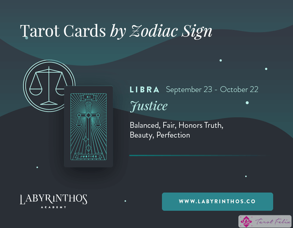 Libra y Justicia: Cartas del Tarot de Astrología - Cartas del Tarot del Zodíaco