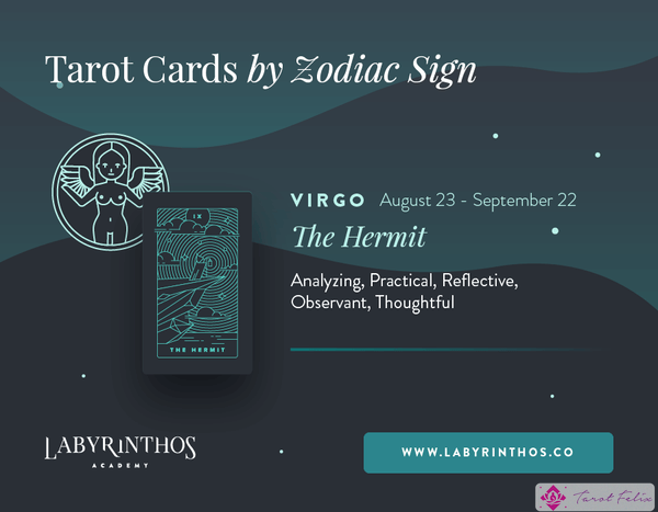 Virgo y el Ermitaño: Cartas del Tarot de Astrología - Cartas del Tarot del Zodíaco
