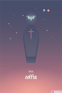 The Coffin - Tarjetas de Lenormand de amor negativo para participar en una lectura de Lenormand