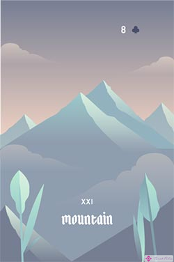 La montaña - Tarjetas de Lenormand de amor negativo para participar en una lectura de Lenormand