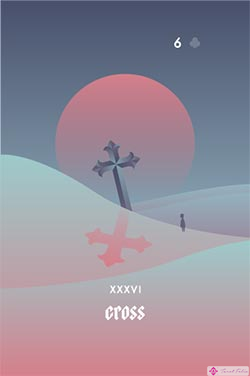 La Cruz - Tarjetas de Lenormand de Amor Negativo para participar en una lectura de Lenormand