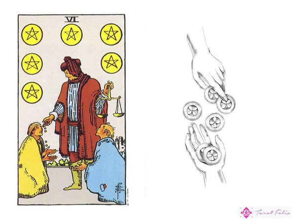 Una comparación del seis de oros del Rider Waite con el Tarot Luminoso.