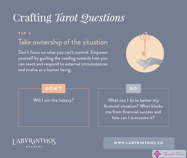 Tome posesión de la situación - Consejo 3 - Cómo formular preguntas efectivas sobre las cartas del Tarot y aprovechar al máximo su lectura de Tarot