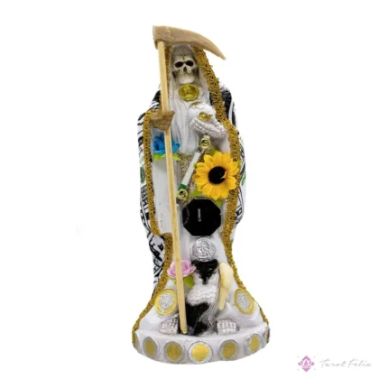 Estatua Santa Muerte Abundancia 15cm + Libro de Rituales - Atrae Dinero y Prosperidad