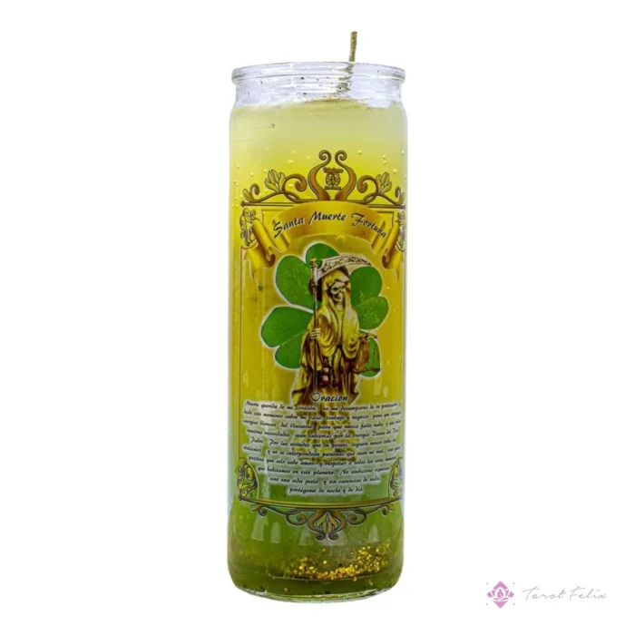 Veladora Gel Santa Muerte para Prosperidad y Fortuna - Tarot Felix