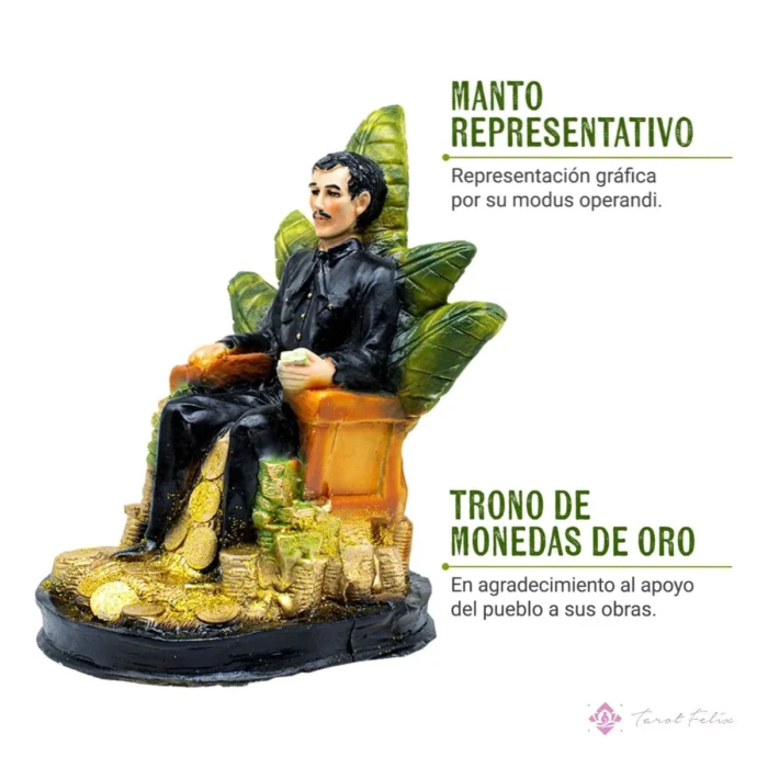 Estatua Jesús Malverde 30cm Curada + Libro Exclusivo - Cultura y Devoción