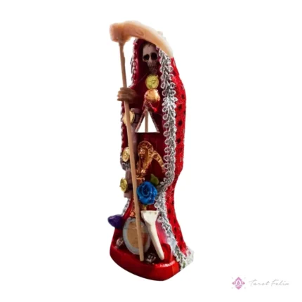 Figura de Santa Muerte Roja 15 cm para Amor y Protección + Libro Especial