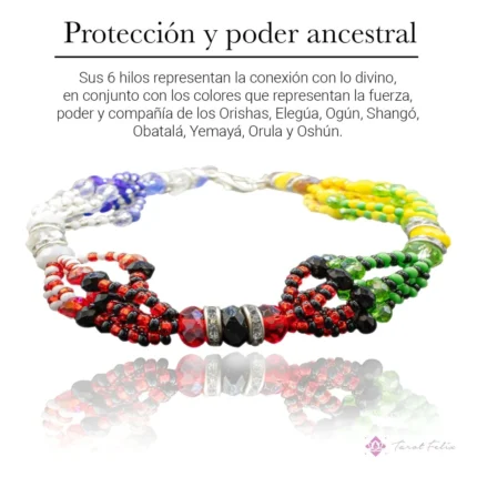 Pulsera 7 Potencias Orishas - Joyería Espiritual de Santería en Cristal Cortado