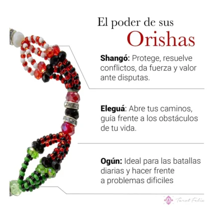 Pulsera 7 Potencias Orishas - Joyería Espiritual de Santería en Cristal Cortado