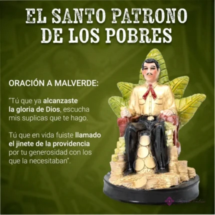 Estatua de Jesús Malverde 30cm Dorada y Curada + Libro Exclusivo