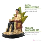 Estatua de Jesús Malverde 30cm Dorada y Curada + Libro Exclusivo