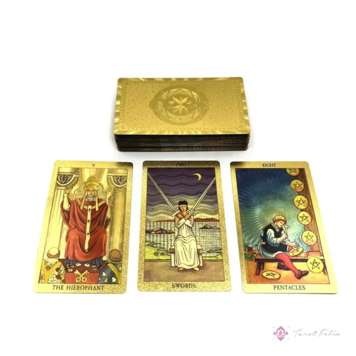 Tarot Rider Waite Dorado Premium: 78 Láminas Lujosas de PVC