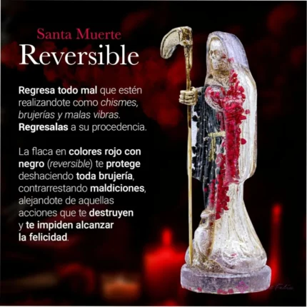 Figura Santa Muerte Reversible y Curada 15cm + Libro de Rituales