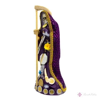 Estatua Santa Muerte Morada 24 cm + Libro: Protección y Energía Curativa