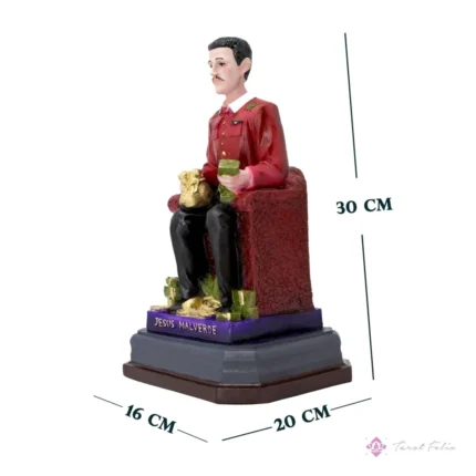 Estatua Jesús Malverde 30 cm en Trono de Oro - Figura Curada y Bendecida