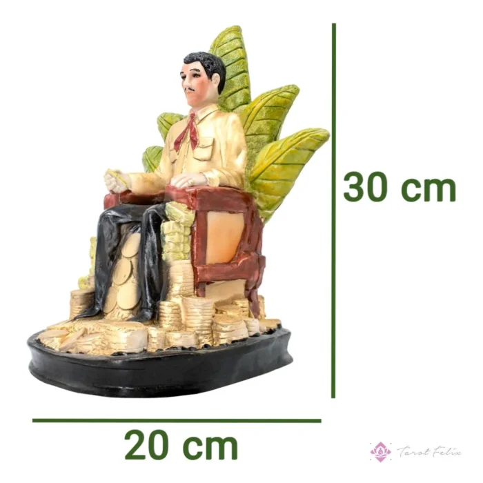 Estatua de Jesús Malverde 30cm Dorada y Curada + Libro Exclusivo