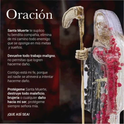 Figura Santa Muerte Reversible y Curada 15cm + Libro de Rituales