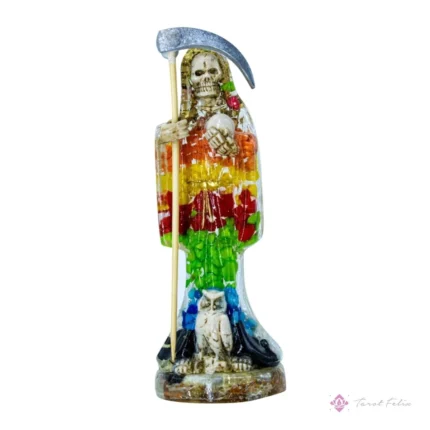 Estatua Santa Muerte Transparente 15cm con Libro - Protección y Espiritualidad
