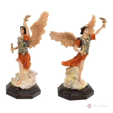 Arcángel San Uriel Escultura 33cm con Ojo de Vidrio - Arte Religioso Único
