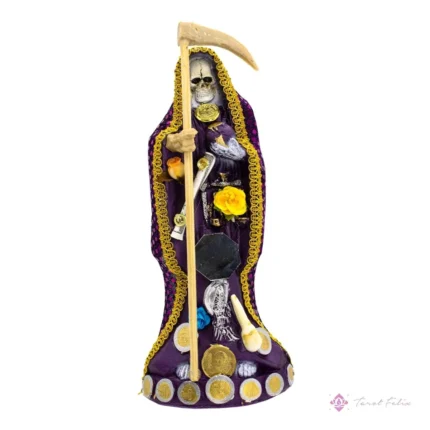 Estatua Santa Muerte Morada 24 cm + Libro: Protección y Energía Curativa