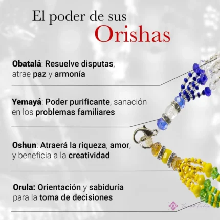 Pulsera 7 Potencias Orishas - Joyería Espiritual de Santería en Cristal Cortado