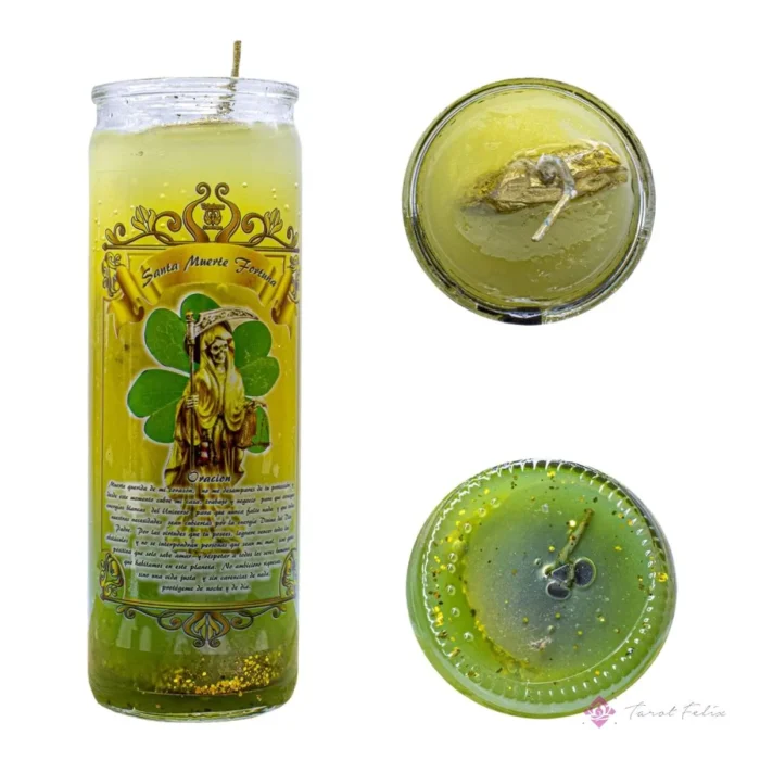 Veladora Gel Santa Muerte para Prosperidad y Fortuna - Tarot Felix
