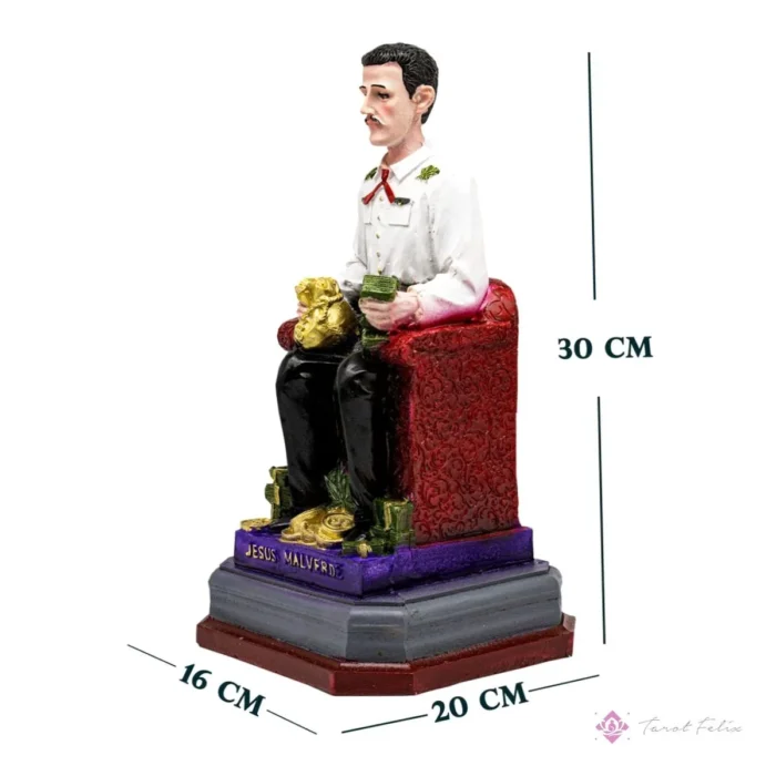 Estatua Jesús Malverde 30 cm en Trono de Oro - Santo Patrono Curado