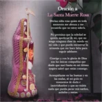 Estatua Santa Muerte Rosa 24cm para Amor y Armonía + Biblia Especial